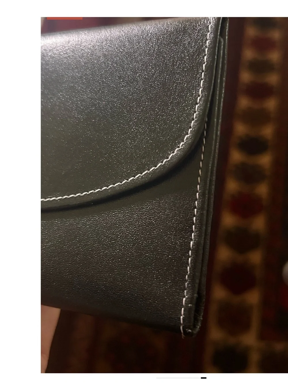 Yves Saint Laurent Black Leather Wallet with White stitching EUC